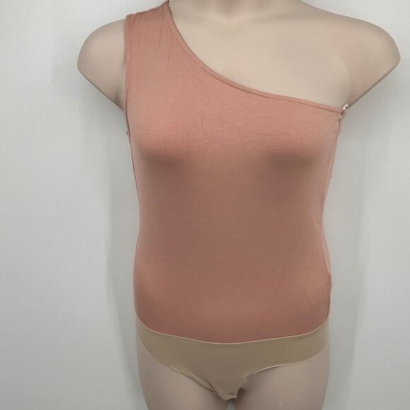 L’AGENCE Dina One Shoulder Bodysuit Size M Rusting Brown Basic Stretch - Picture 2 of 8